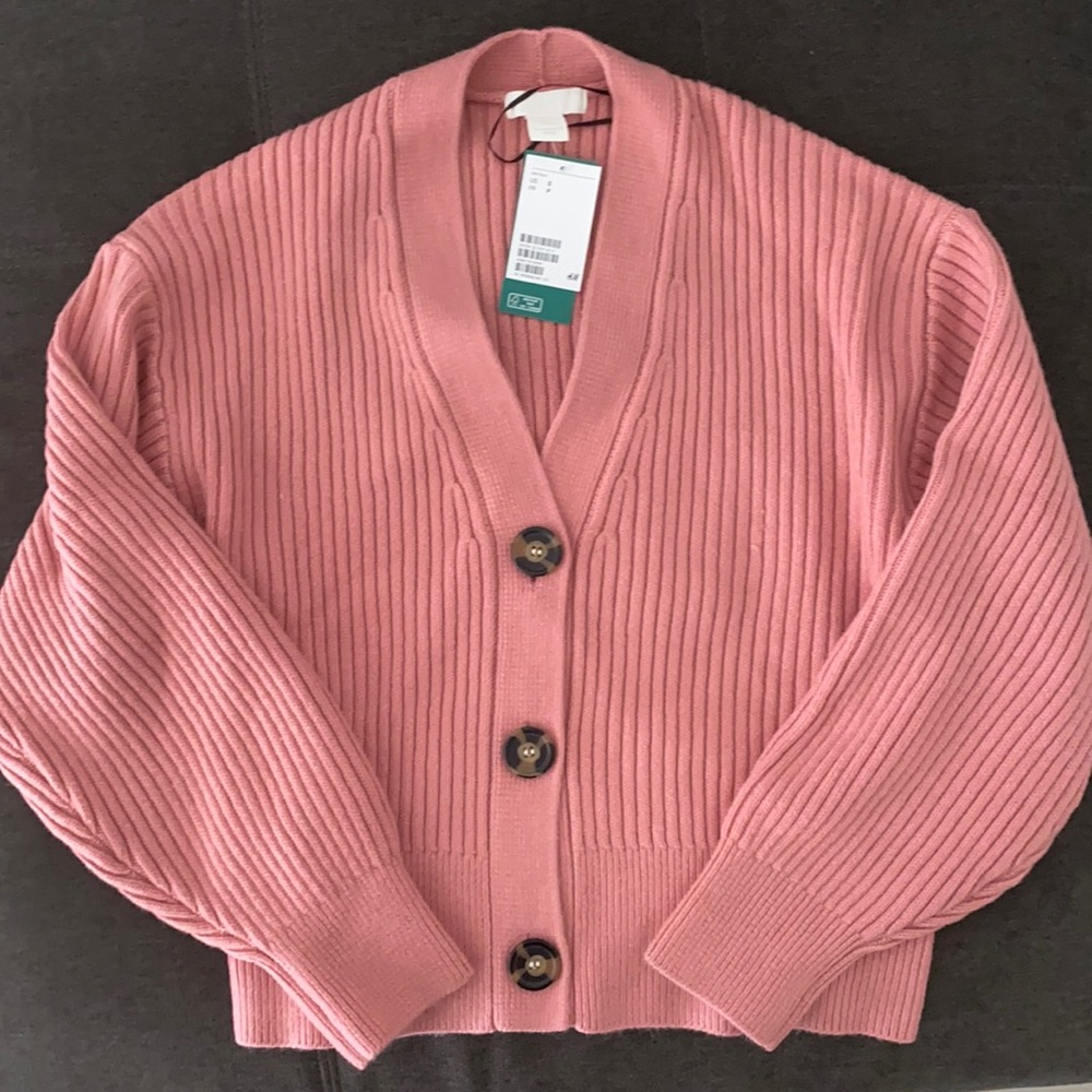 H&M BRAND NEW Rose Pink Rib-Knit Cardigan